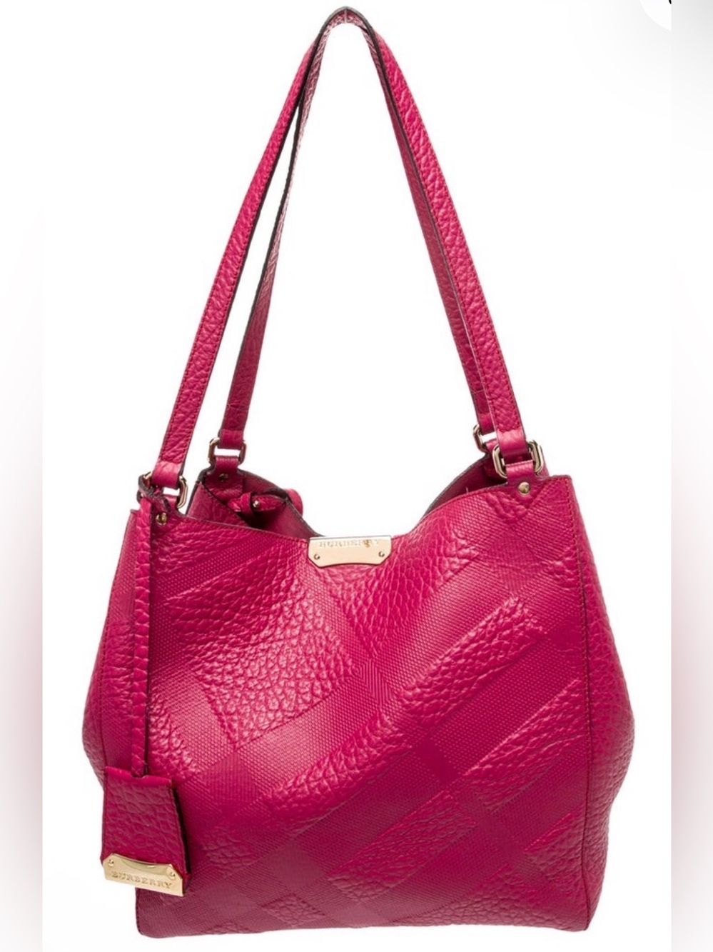 Burberry Canterbury Fuschia Embossed Leather Shoulder Bag